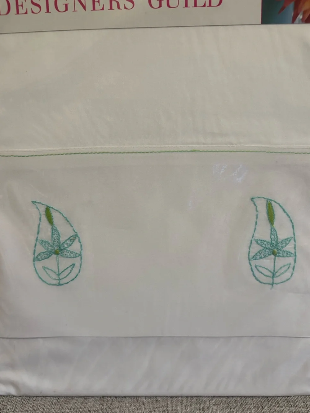 Designers Guild Embroidered Paisley Motif Cotton Full Size Flat Sheet Flat NWOT